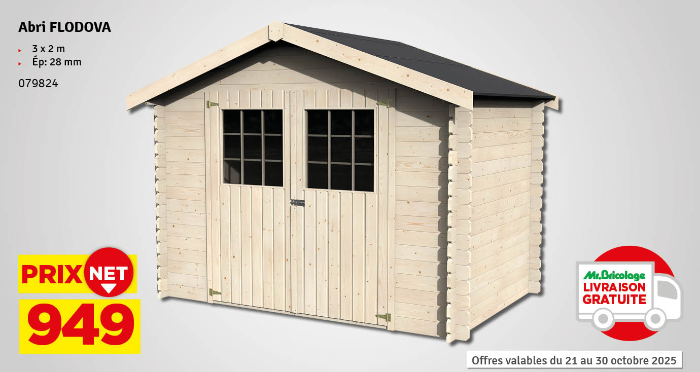 Abri de jardin en bois Flodova 28 mm 3,17 x 2,13 m DÉCOR ET JARDIN